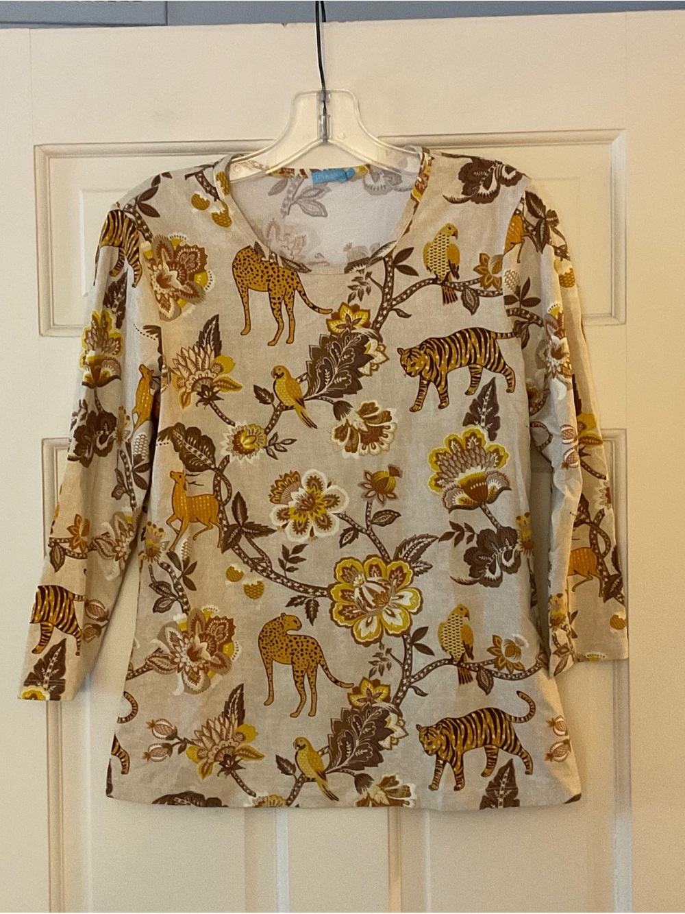 J. McLaughlin Catalina Cloth Signature Top Jungle Animal Print Size M Stretch